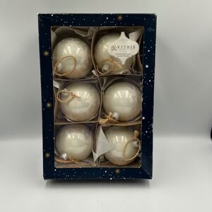 Vitbis Handcrafted Glass Christmas Ornaments Snowflake Design Set of 6 Poland